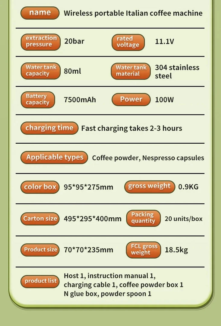 Cafeteira Portátil 3 em 1 Sem Fio